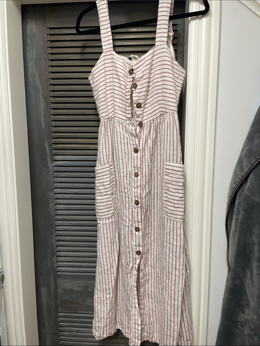 Artisan Ny Pink and White Striped Button-Front Midi Dress